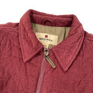 Woolrich Jacket Womens Medium Burgundy Hazelberry Stitched Floral Cotton Zip Up